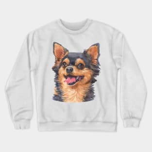 Black and Tan Chihuahua Watercolor Art Crewneck Sweatshirt